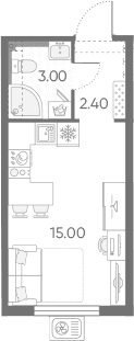 Планировка: Студия 20,4 м² в ЖК «Зеркальный ручей»