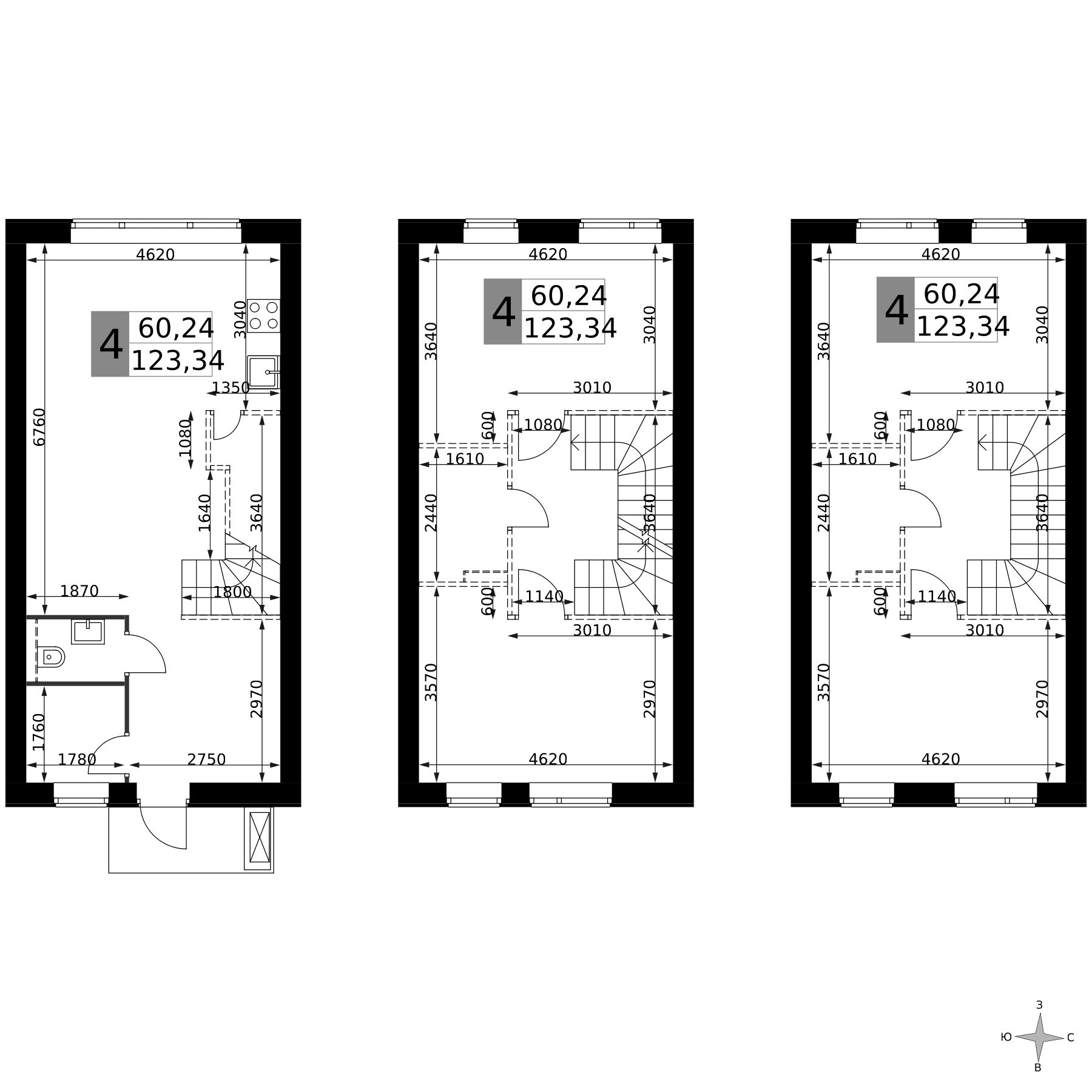Планировка: Таунхаус 123,3 м² в ЖК «Мартемьяново Клаб»