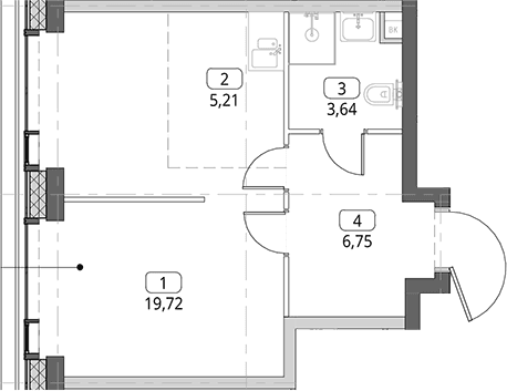 Планировка: Студия 35,3 м² в ЖК «СИТИДЗЕН»