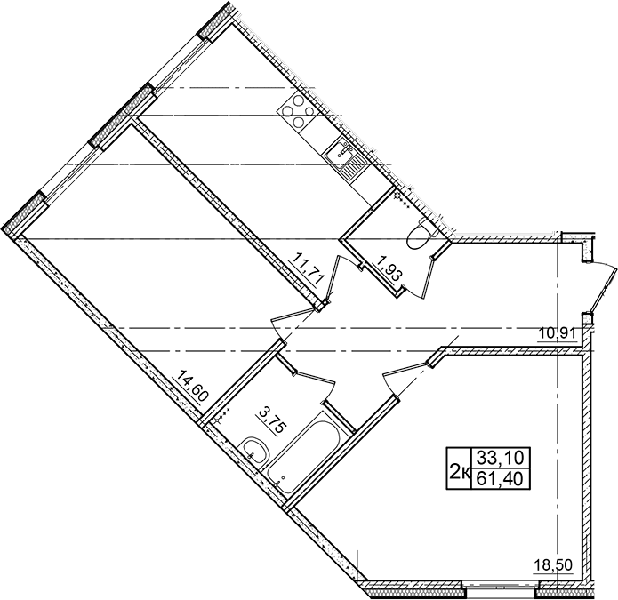 2-комнатная квартира