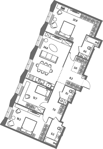 Планировка: Квартира евро-4 107,9 м² в ЖК «КОД Сокольники»