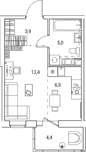 Планировка: Студия 28,2 м² в ЖК «Янила Форест»