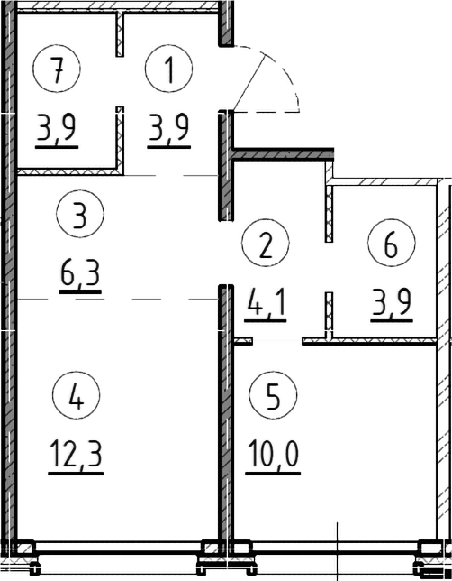 Планировка: 1-комнатная квартира 44,4 м² в ЖК «Дом А»