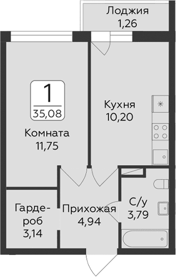 1-комнатная квартира