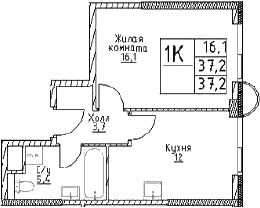 1-комнатная квартира