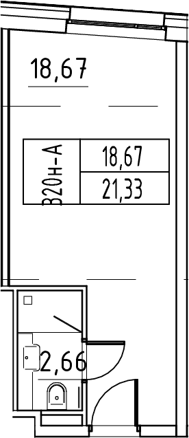 Планировка: Студия 21,3 м² в ЖК «ЙЕС Лидер»