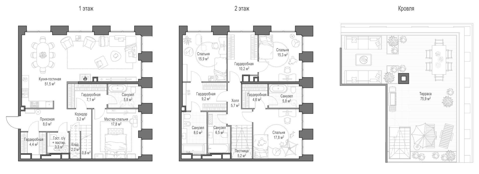Планировка: Квартира евро-5 186,5 м² в ЖК «Квартал Life Time»