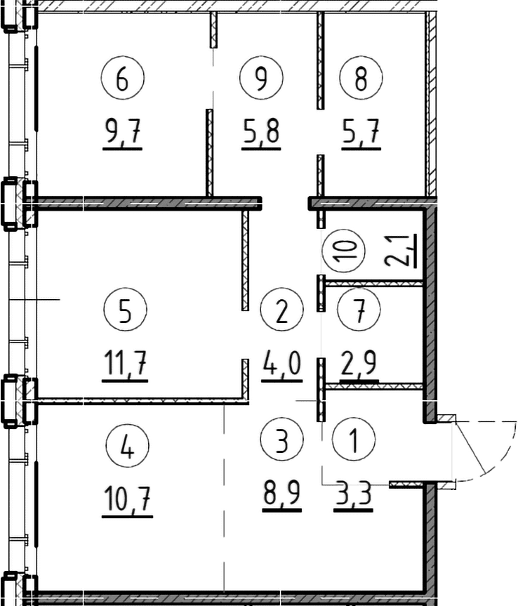 Планировка: 2-комнатная квартира 64,8 м² в ЖК «Дом А»