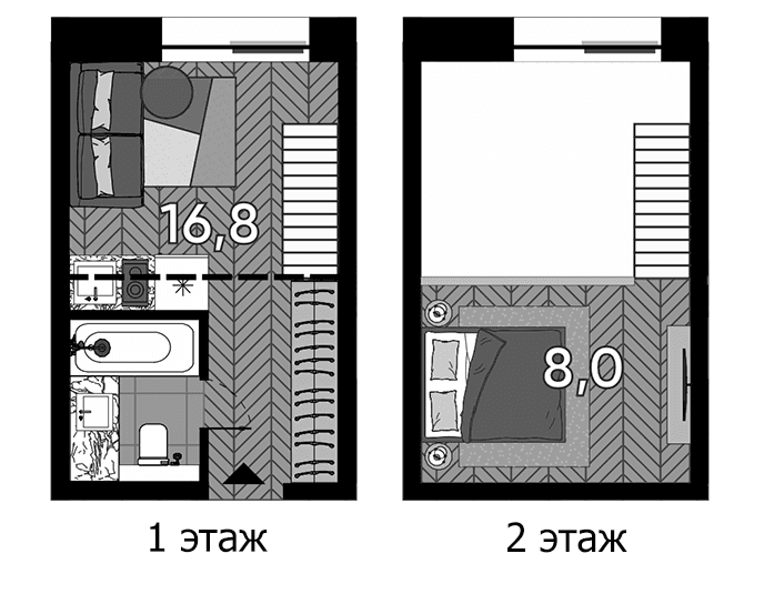 Планировка: Студия 23,5 м² в ЖК «Зорге, 9»