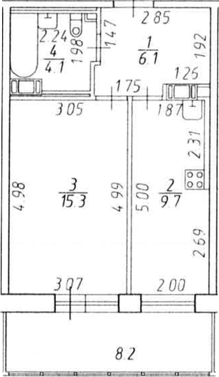Планировка: 1-комнатная квартира 35,2 м² в ЖК «Экос»