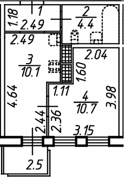Планировка: 1-комнатная квартира 28,1 м² в ЖК «Аэросити Клаб»
