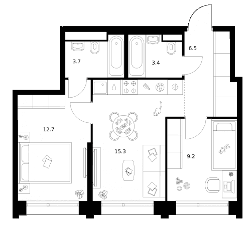 2-комнатная квартира