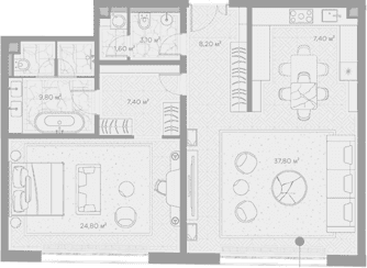 Планировка: 1-комнатная квартира 100,1 м² в ЖК «Николь»
