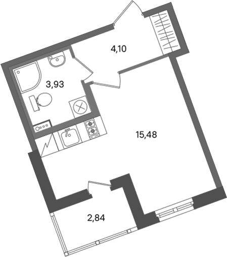 Планировка: Студия 23,5 м² в ЖК «ПАТИО. Уютный квартал»