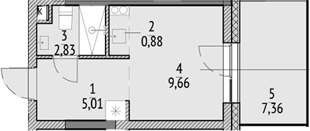 Планировка: Студия 18,4 м² в ЖК «N'ICE LOFT»