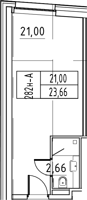 Планировка: Студия 23,7 м² в ЖК «ЙЕС Лидер»