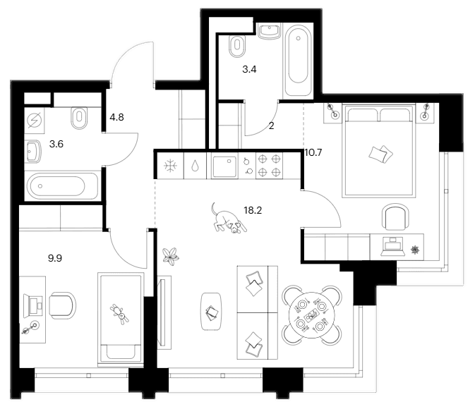 2-комнатная квартира