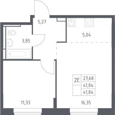 Планировка: Евродвушка 41,8 м² в ЖК «Богдановский лес»