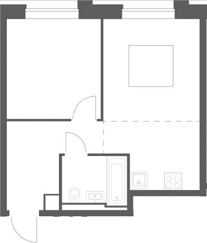 Планировка: Евродвушка 39,5 м² в ЖК «Верейская 41»