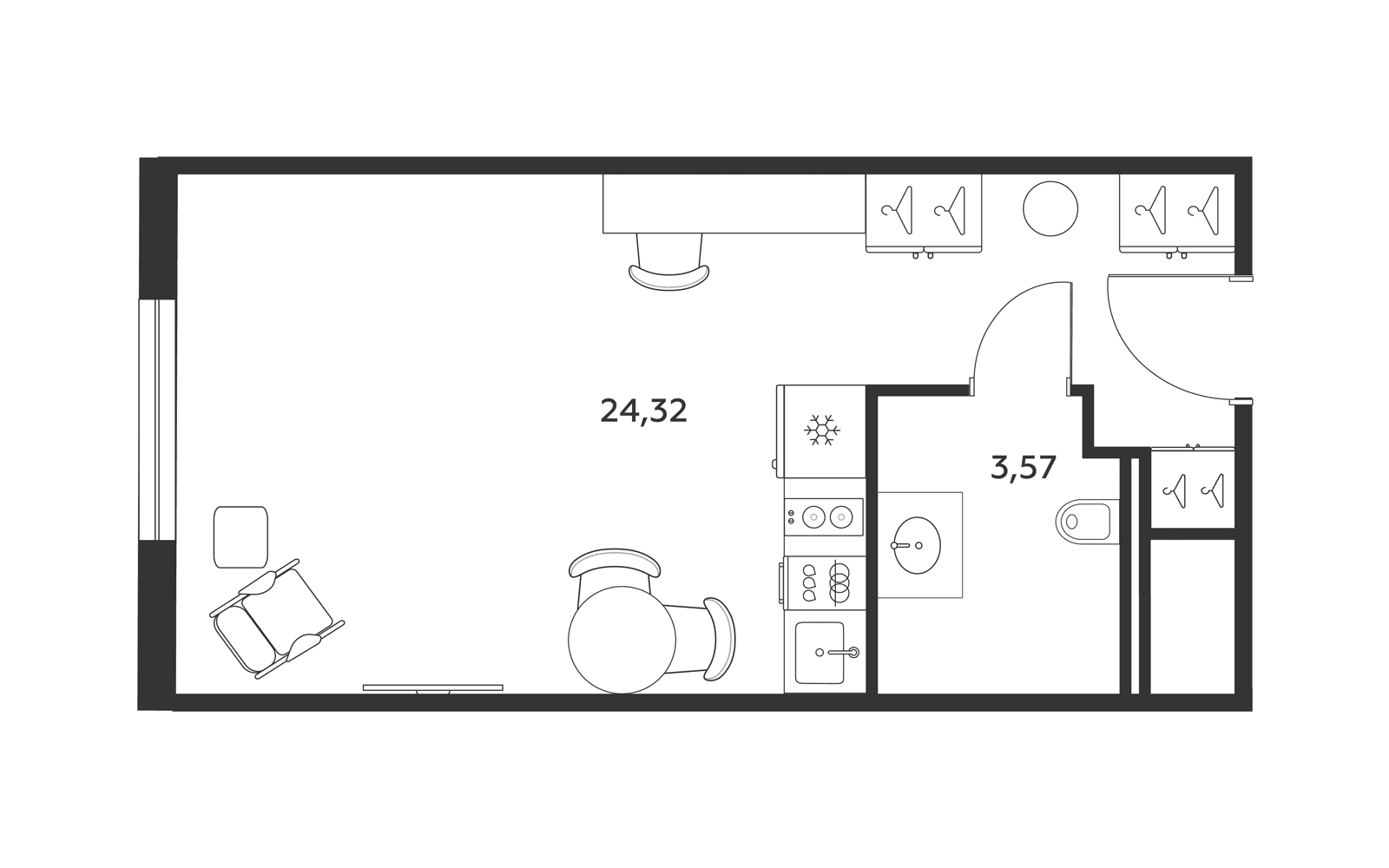 Планировка: Студия 27,9 м² в ЖК «МФК SAAN»