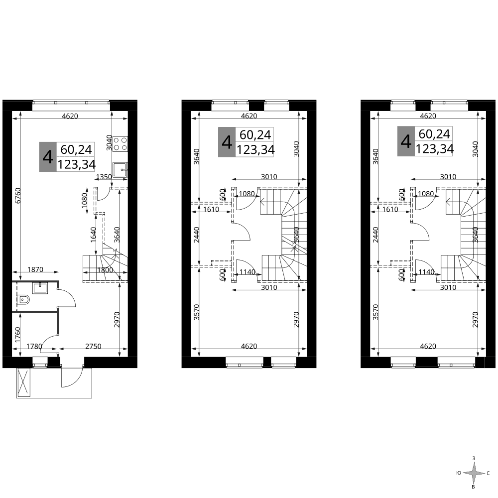 Планировка: Таунхаус 123,3 м² в ЖК «Мартемьяново Клаб»