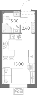 Планировка: Студия 20,4 м² в ЖК «Зеркальный ручей»