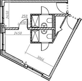 Планировка: Студия 33,4 м² в ЖК «Vertical Московская»