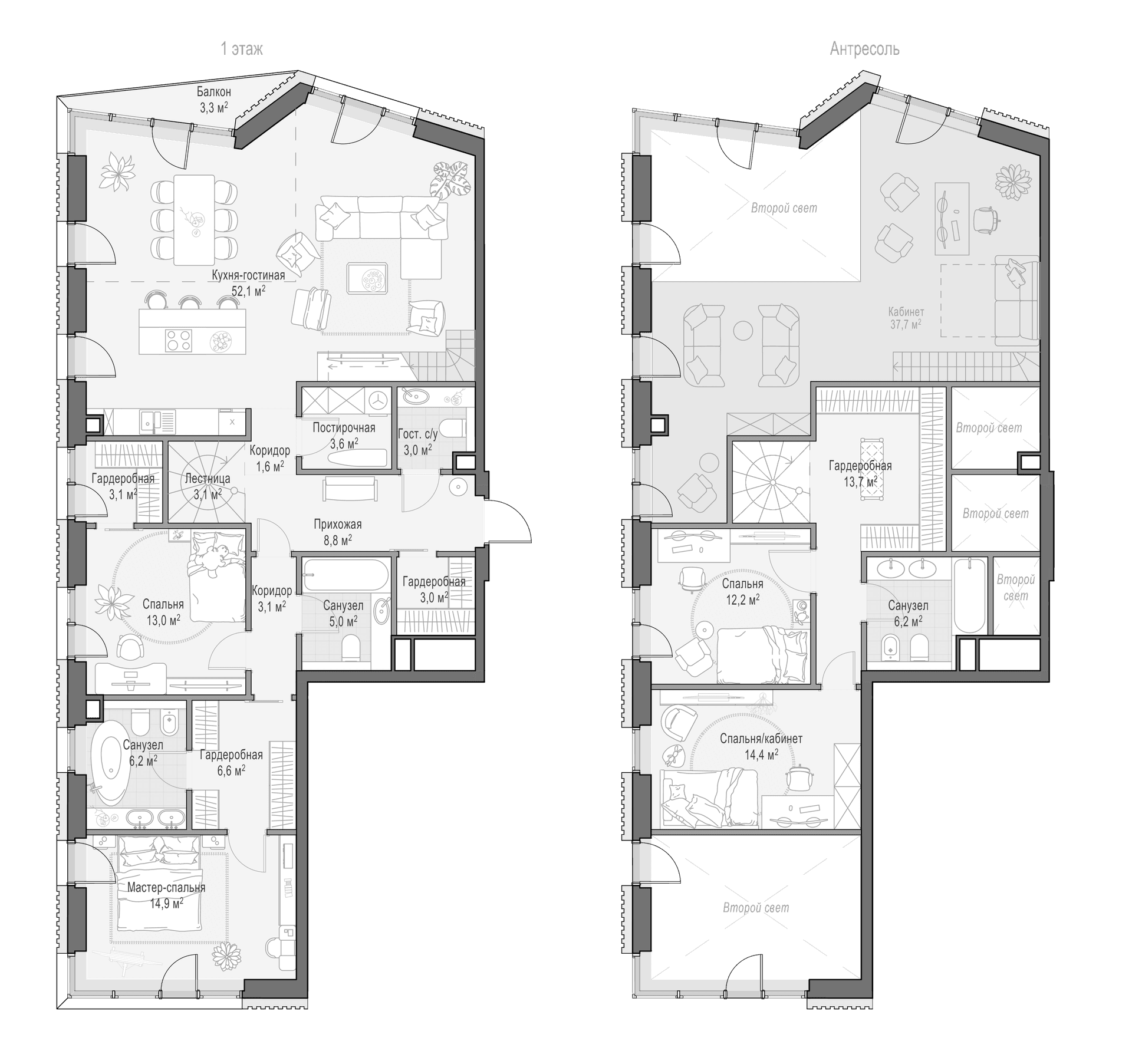 Планировка: Квартира евро-5 177,3 м² в ЖК «Квартал Тишинский бульвар»