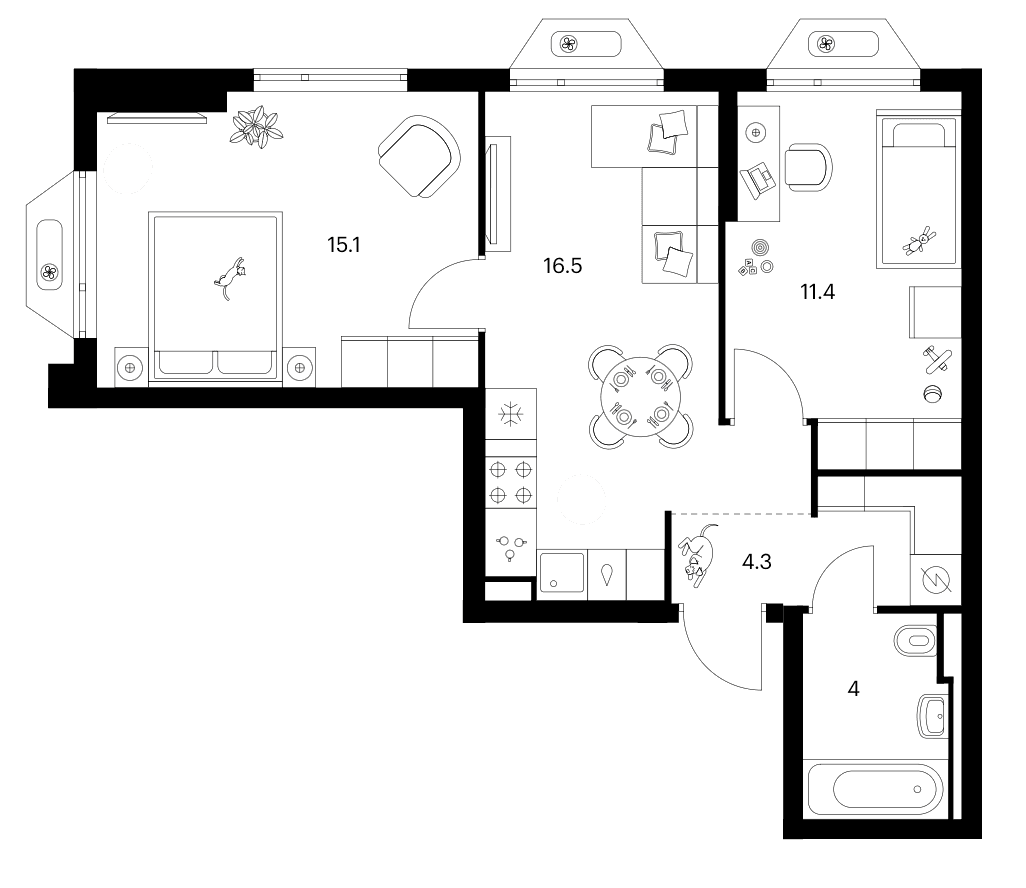 2-комнатная квартира