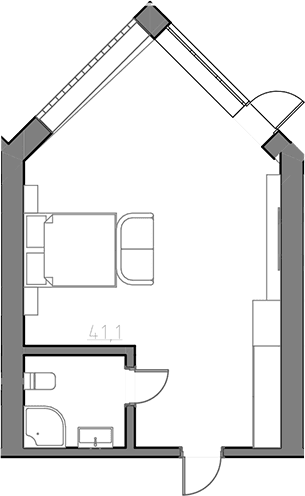 Планировка: Студия 40 м² в ЖК «Сосновый бор»