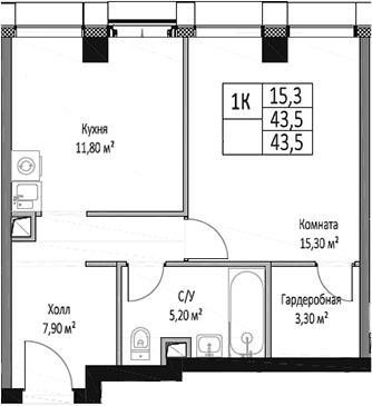 1-комнатная квартира