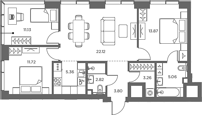 Планировка: Квартира евро-4 79,1 м² в ЖК «TATE»