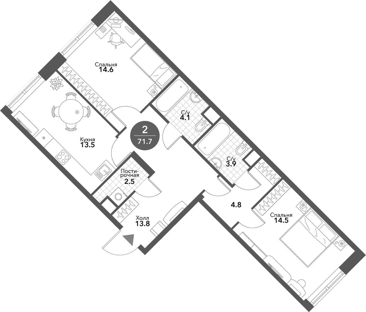 2-комнатная квартира