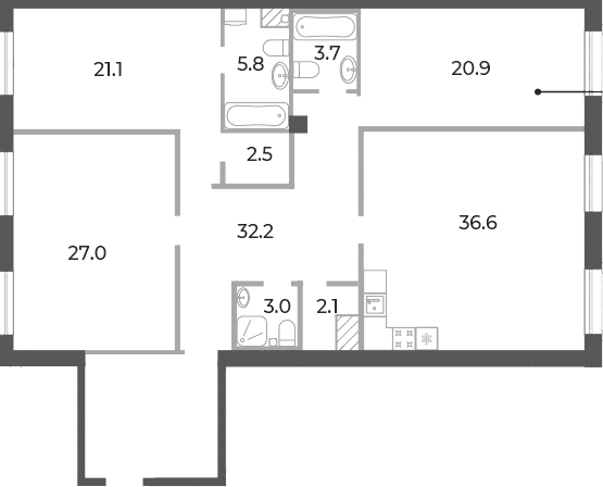 Планировка: Квартира евро-4 155,7 м² в ЖК «Neva Haus»