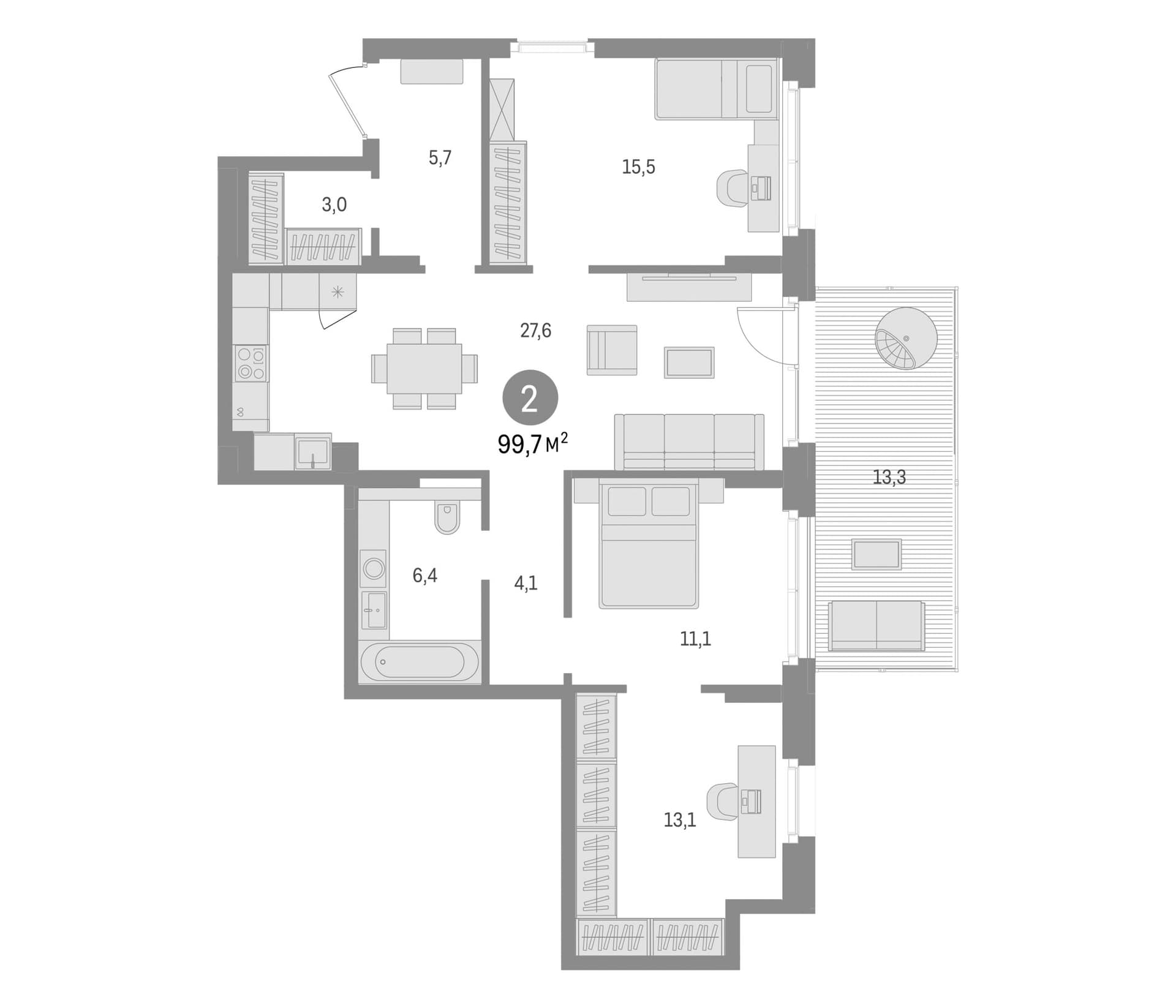 Планировка: Квартира евро-4 86,5 м² в ЖК «Брусника в Новоселье»