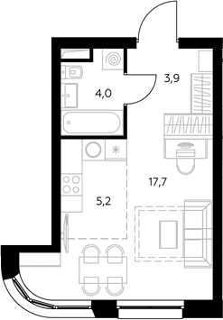 Планировка: Студия 31 м² в ЖК «Адмирал»