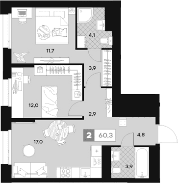 2-комнатная квартира
