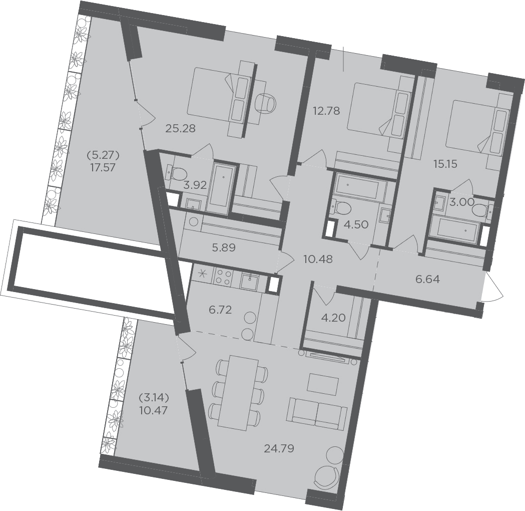 4-комнатная квартира