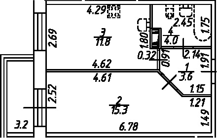 Планировка: 1-комнатная квартира 34,7 м² в ЖК «Рождественский квартал»