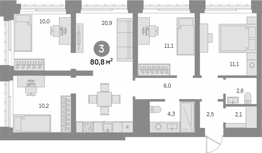 4-комнатная квартира
