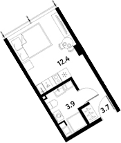 Планировка: Студия 20 м² в ЖК «МОСКО»
