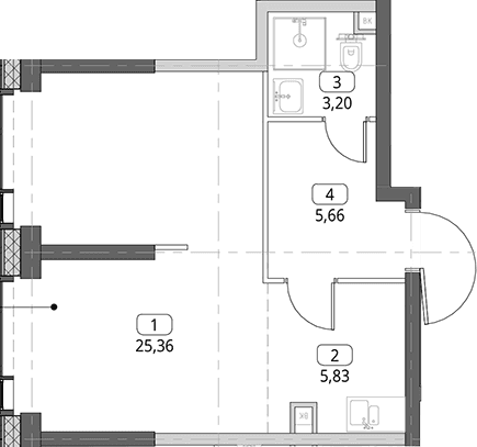 Планировка: Студия 40,1 м² в ЖК «СИТИДЗЕН»