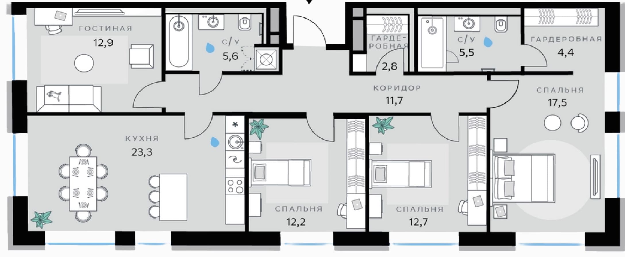 4-комнатная квартира