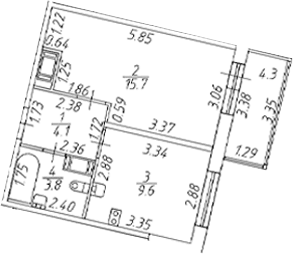 Планировка: 1-комнатная квартира 33,2 м² в ЖК «Полис ЛАВрики»