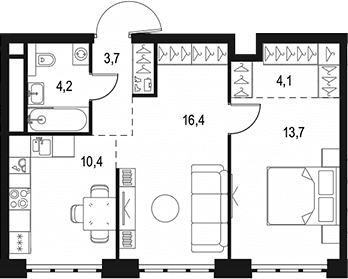 2-комнатная квартира