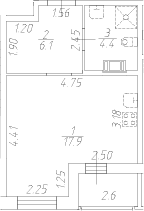 Планировка: Студия 28,4 м² в ЖК «Аквилон Ливз»