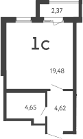 Планировка: Студия 28,8 м² в ЖК «17 линия»