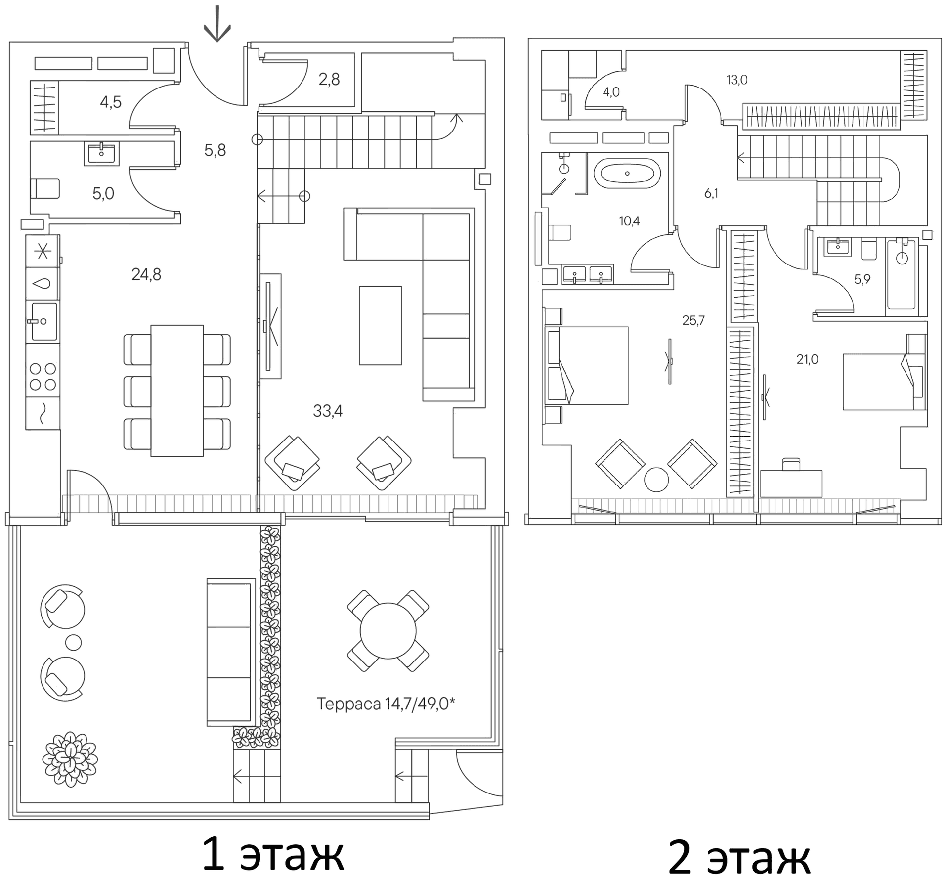 Планировка: Таунхаус 162,4 м² в ЖК «Springs»