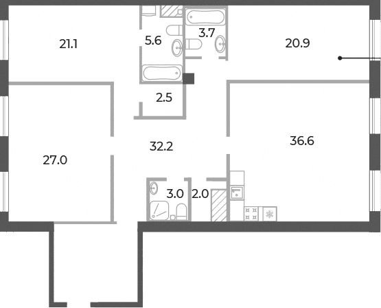 Планировка: Квартира евро-4 155,6 м² в ЖК «Neva Haus»