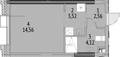 Планировка: Студия 24,8 м² в ЖК «N'ICE LOFT»